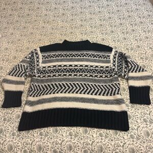 Mango Black and Cream Patterned Turtleneck Sweater